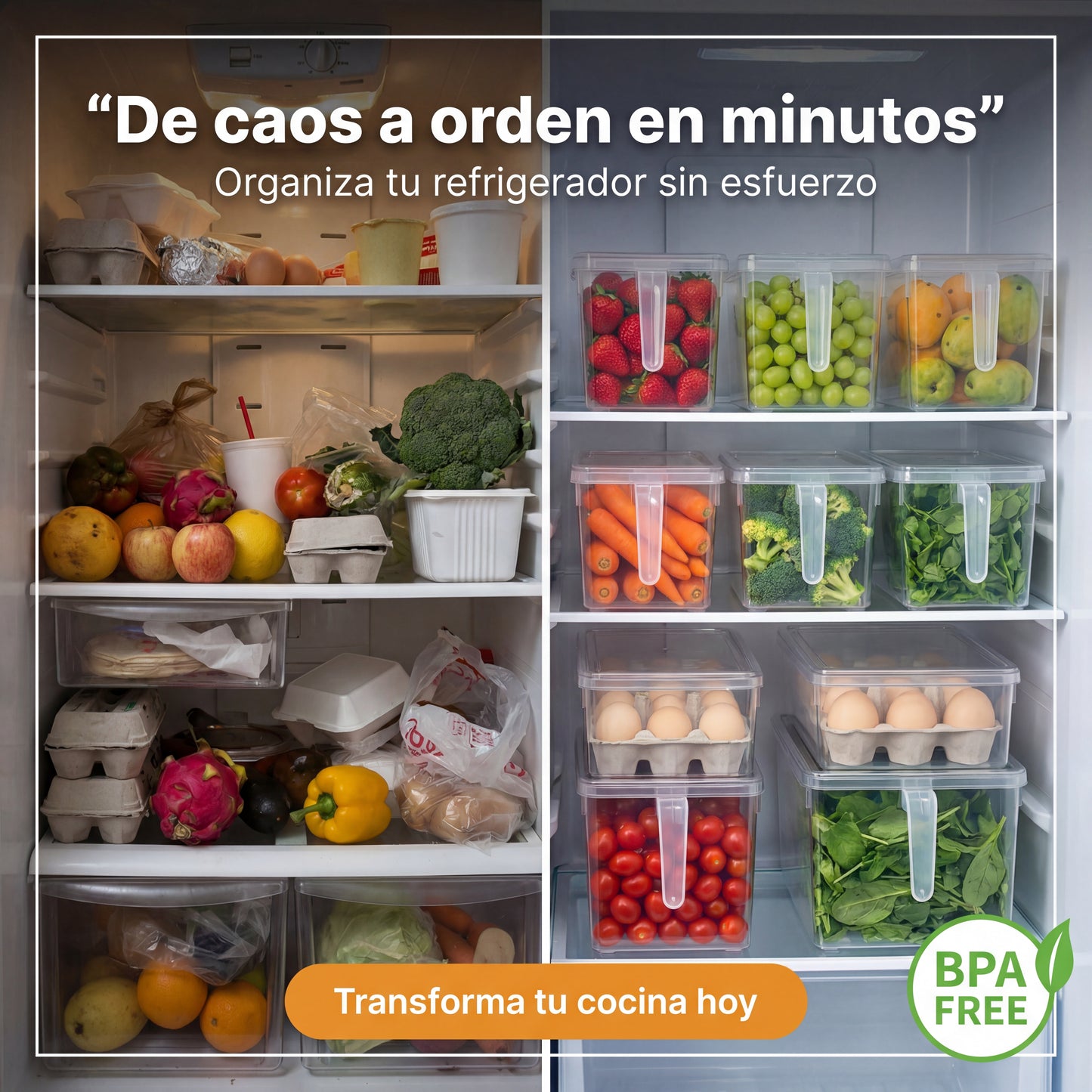 FridgeBox Max – Organizador Transparente para Refrigerador/Despensa