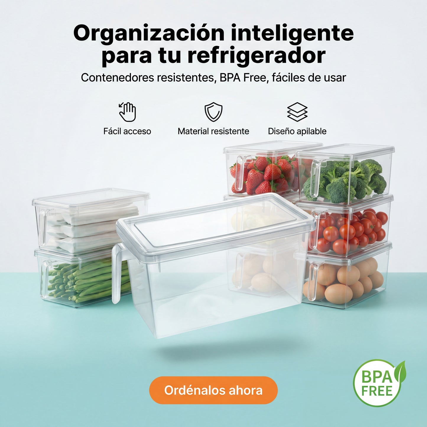 FridgeBox Max – Organizador Transparente para Refrigerador/Despensa
